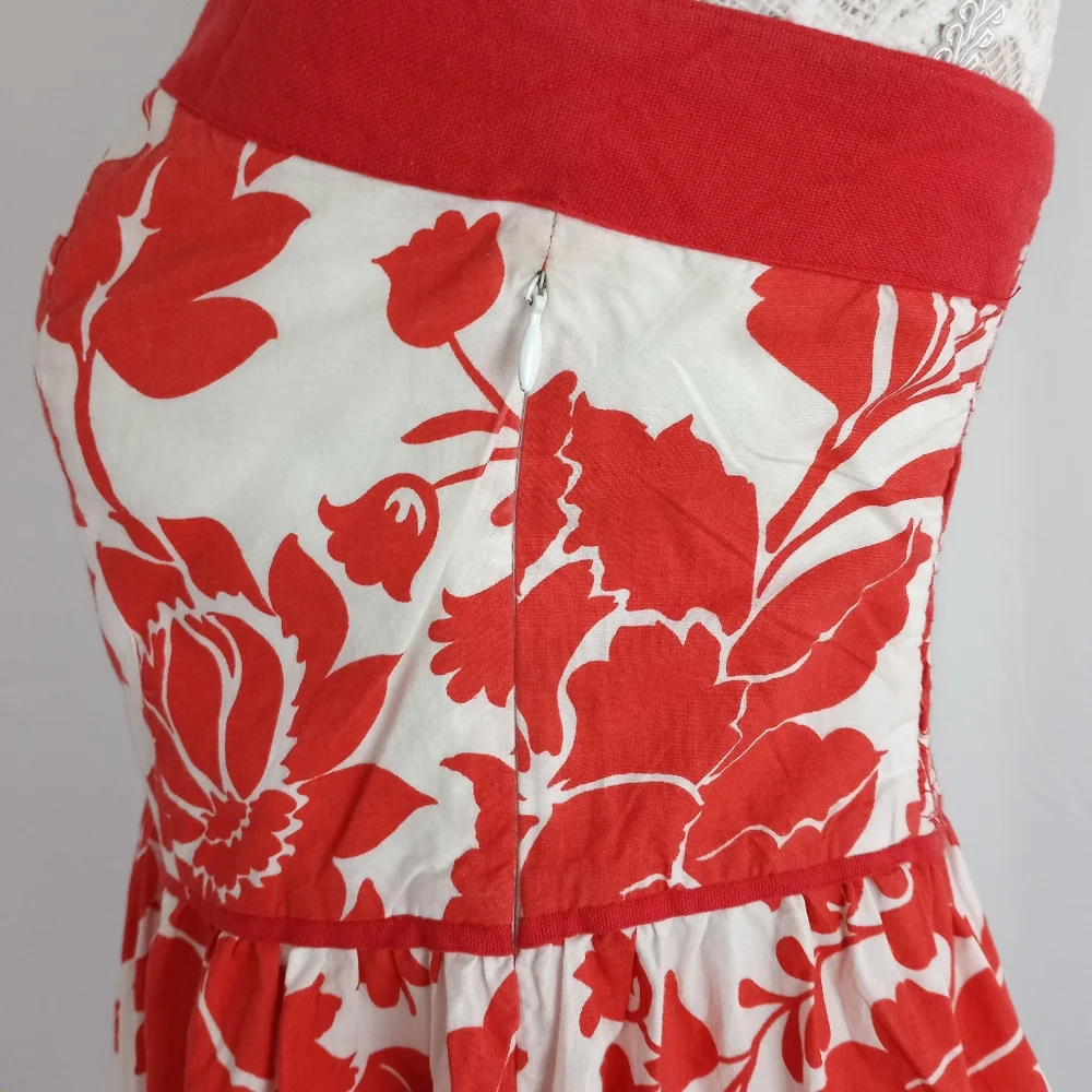Zara Strapless Red and White Floral Sundress - Picture 6 of 9